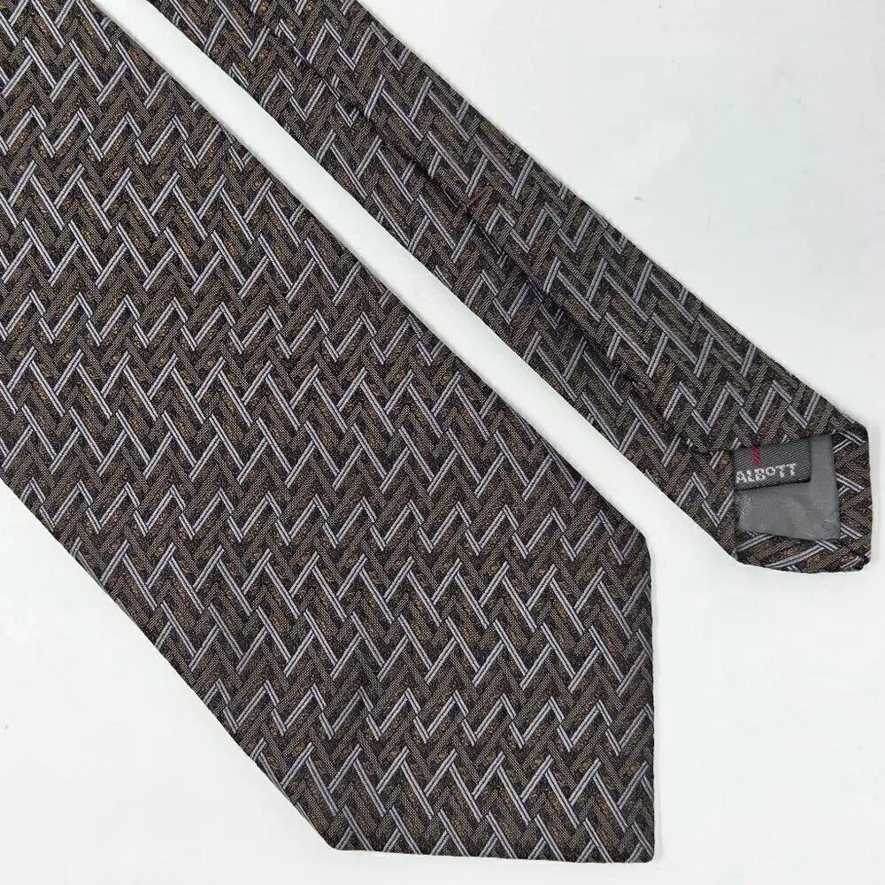 ROBERT TALBOTT BEST OF CLASS SILK TIE BROWN GRAY ABSTRACT LINES 4